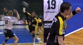 J�rn Schl�ger traf wenige Sekunden vor der Pause zum 11:9.