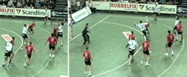 Olsson pa�t auf Wislander, der trifft.