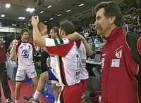 Schon kurz vor Spielende Jubel auf der deutschen Bank.