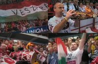 Tolle Stimmung in der kleinen Sporthalle in Veszprem vor dem Anpfiff.