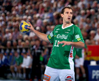 Drasko Mrvaljevic erzielte seine sechs Treffer alle vom Siebenmeterstrich - nur einmal scheiterte er an Andreas Palicka.