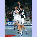 Viktor Szilagyi und Nikola Karabatic jubeln.