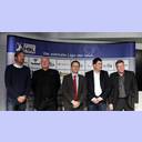 DHB-Pokal-Final-Four-Auslosung: Martin Schwalb (HSV), Uwe K�lling (L�bbecke), Frank Bohmann (HBL), Holger Kaiser (Flensburg) und Klaus Elwardt.