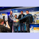 Die Trainer der vier Finalisten, Martin Schwalb, Ljubomir Vrankes, Michael Roth und Alfred Gislason.